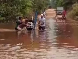Akses Jalan Menuju Desa Tantan Terputus Akibat Terendam Banjir